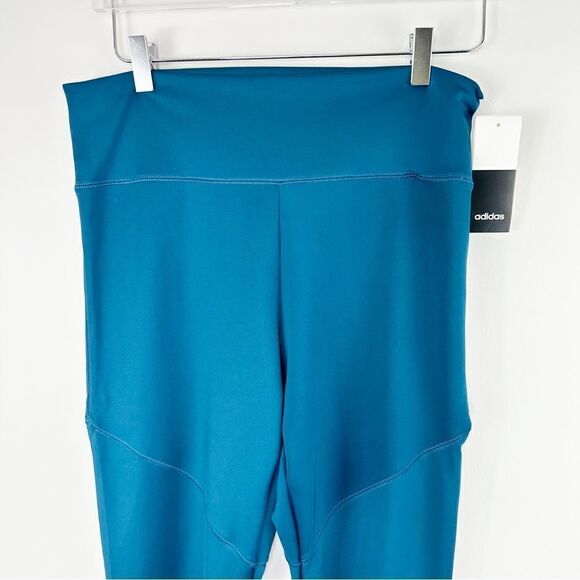 Adidas Peacock Blue Training Tights w/Logo on Leg Sz L - Picture 2 of 15